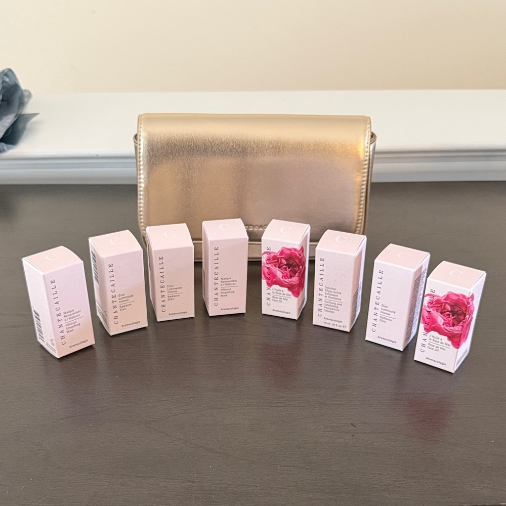 Chantecaille skin care with travel pouch